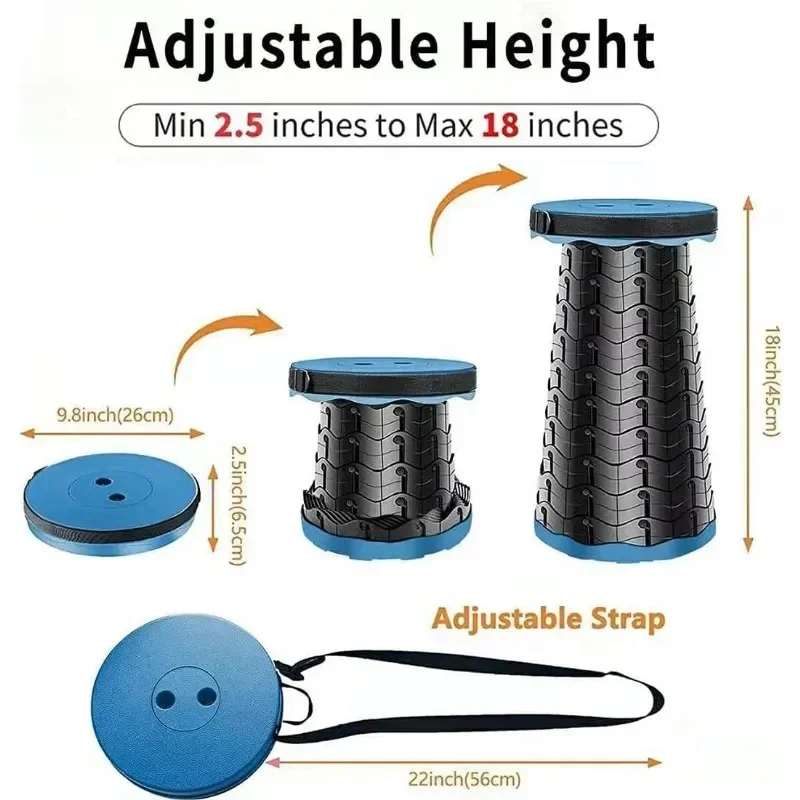 Toilet Seat Stool 2Pcs Telescoping Camping Stool Collapsible Portable Adjustable for Fishing Hiking