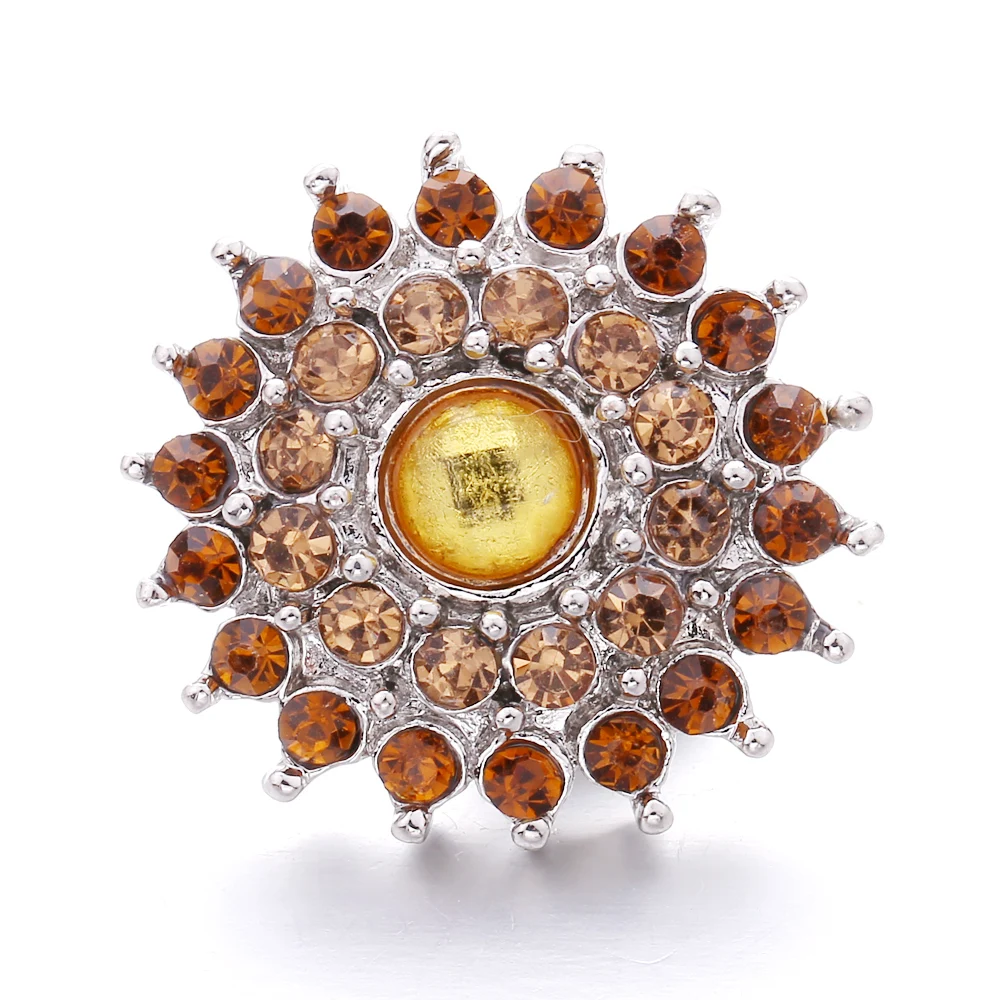 20pcs  Snap Button Jewelry DIY Crystal Rhinestone Flower 18mm 20mm Metal Snap Buttons Fit Snap Bracelet Bangle