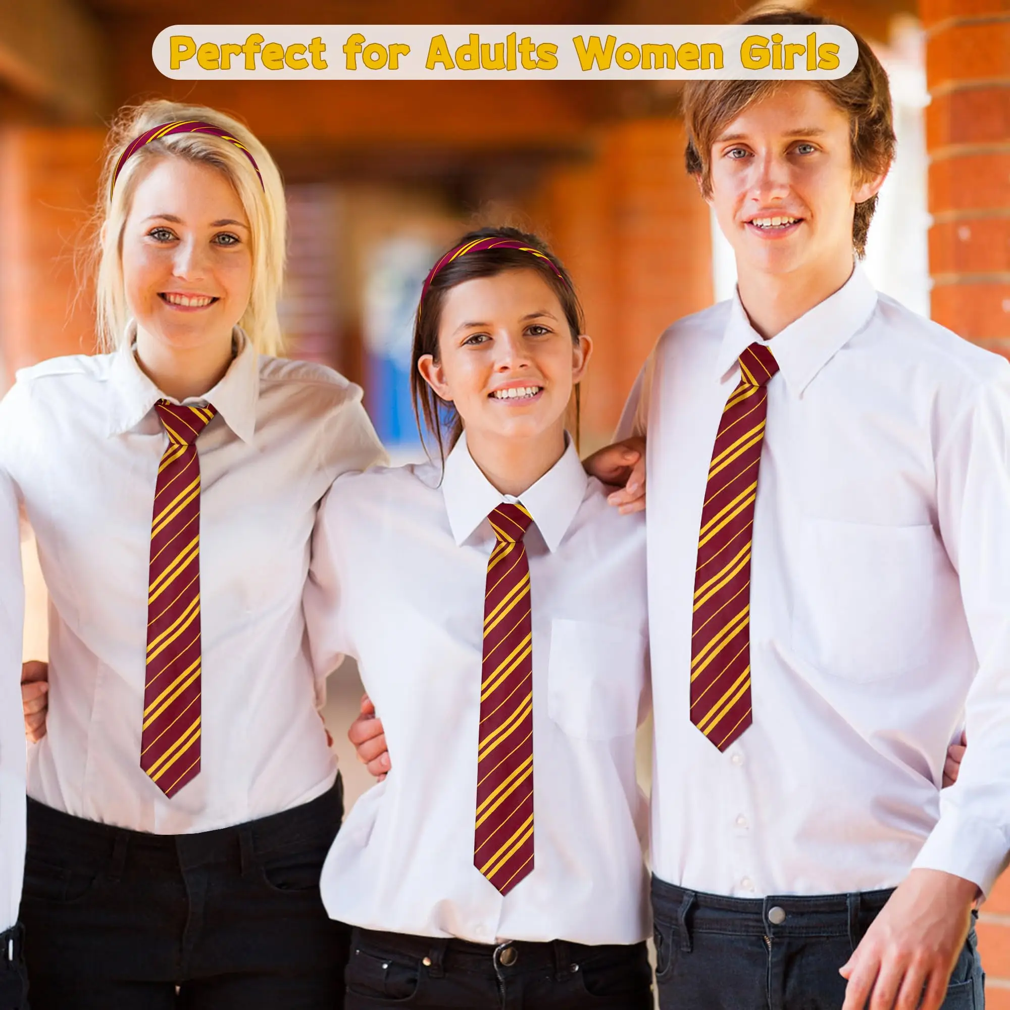 Burgundy and yellow striped headband wizard costume accessory set suitable for female adult girls to cosplay parties