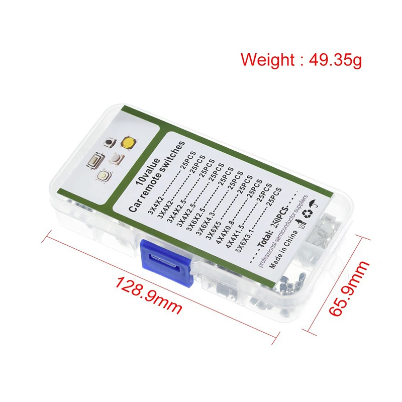 100/250pcs Car Switch Button 10 Types For Smart Light Switch,Car Window Switch,Car Brake Light Switch,Steering Wheel Switch Assembly,Proximity Detection Switch With Box