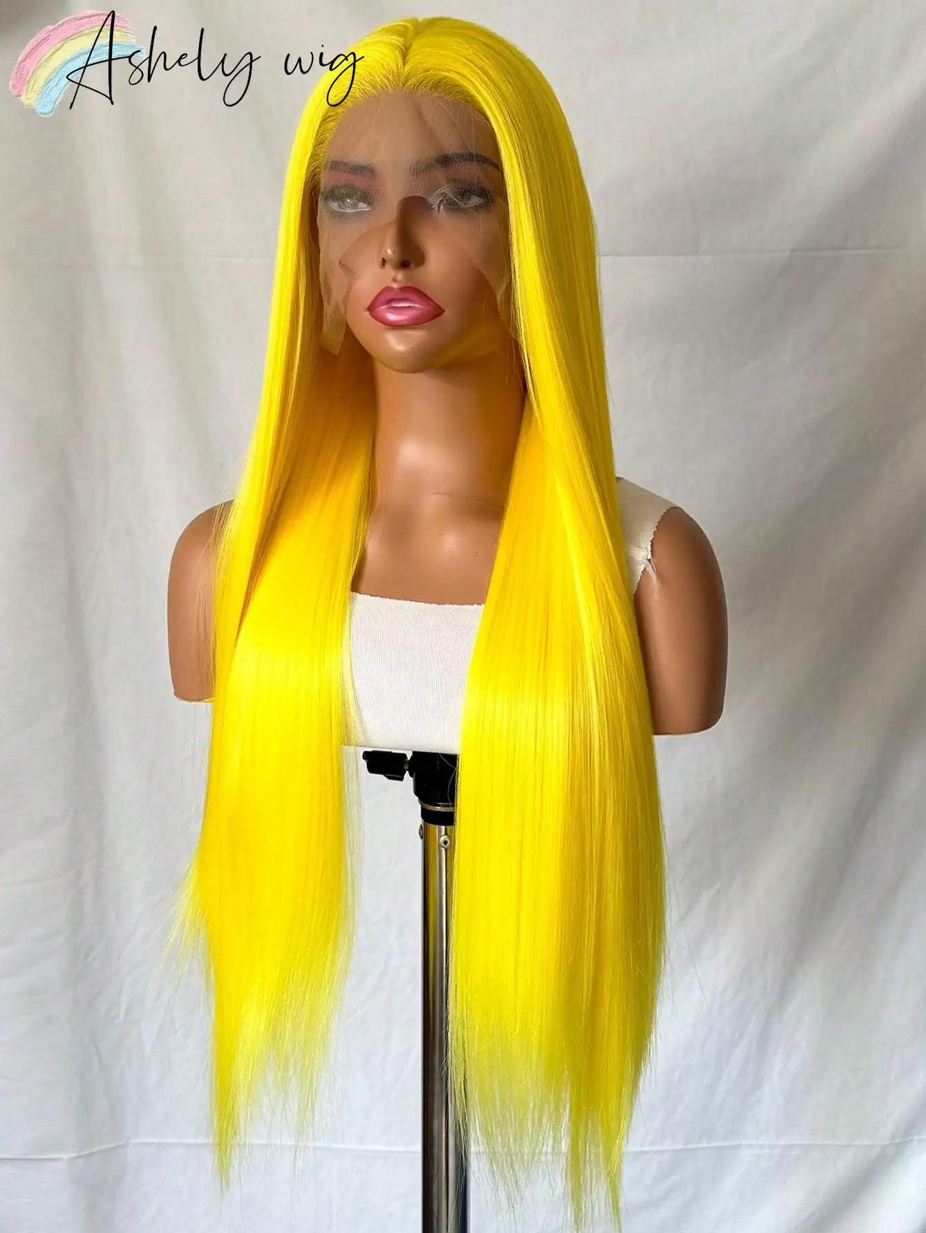 Synthetic Lace Front Wig 13*4 Long Straight Hairline Pre-Plucked Heat Resistant Fiber Fashionable Women