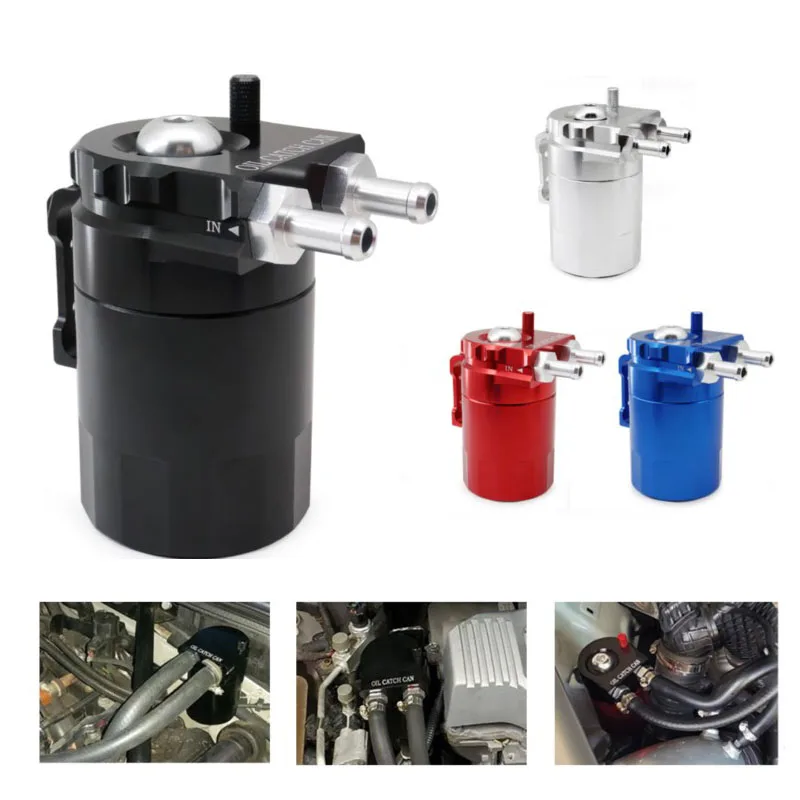 

300ml Baffled Aluminum Universal Fuel Oil Trap Reservoir Tank Catch Can Kit With Mini Filter Breather Black Blue Red Silver