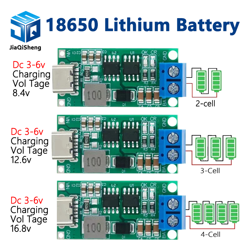 Multi-Cell 2S 3S 4S Type-C To 8.4V 12.6V 16.8V Step-Up Boost LiPo Polymer Li-Ion Charger 7.4V 11.1V 14.8V 18650 Lithium Battery