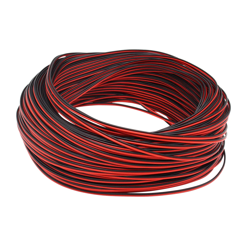 전선 레드 블랙 익스텐션 케이블 라인, 12V 24V 2835 5050 단색 COB 스트립 조명용, 2 핀 22AWG, 5M, 10M, 20M
