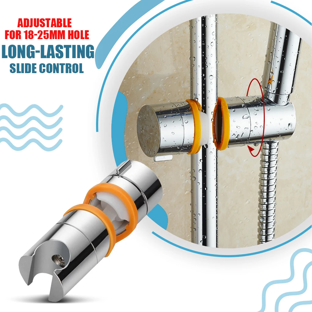 Slide Shower Head Holder 18-25mm Adjustable Bathroom Bar Clamp 360° Rotation Bathing Mounting Bracket Rack Replacement