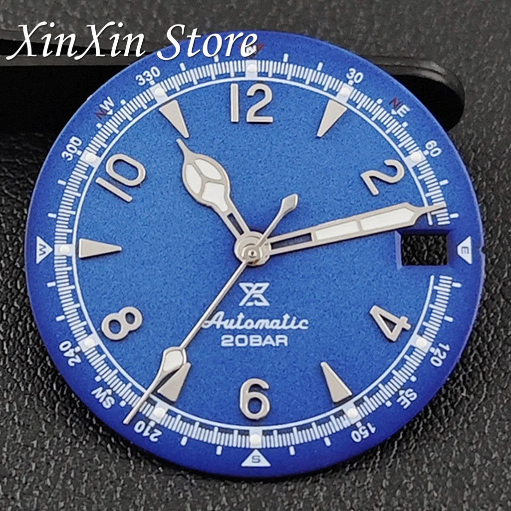 Green Luminous Retro Matte Watch Dial with Hands, 28.5mm