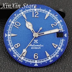 Green Luminous Retro Matte Watch Dial with Hands, 28.5mm (Blue)