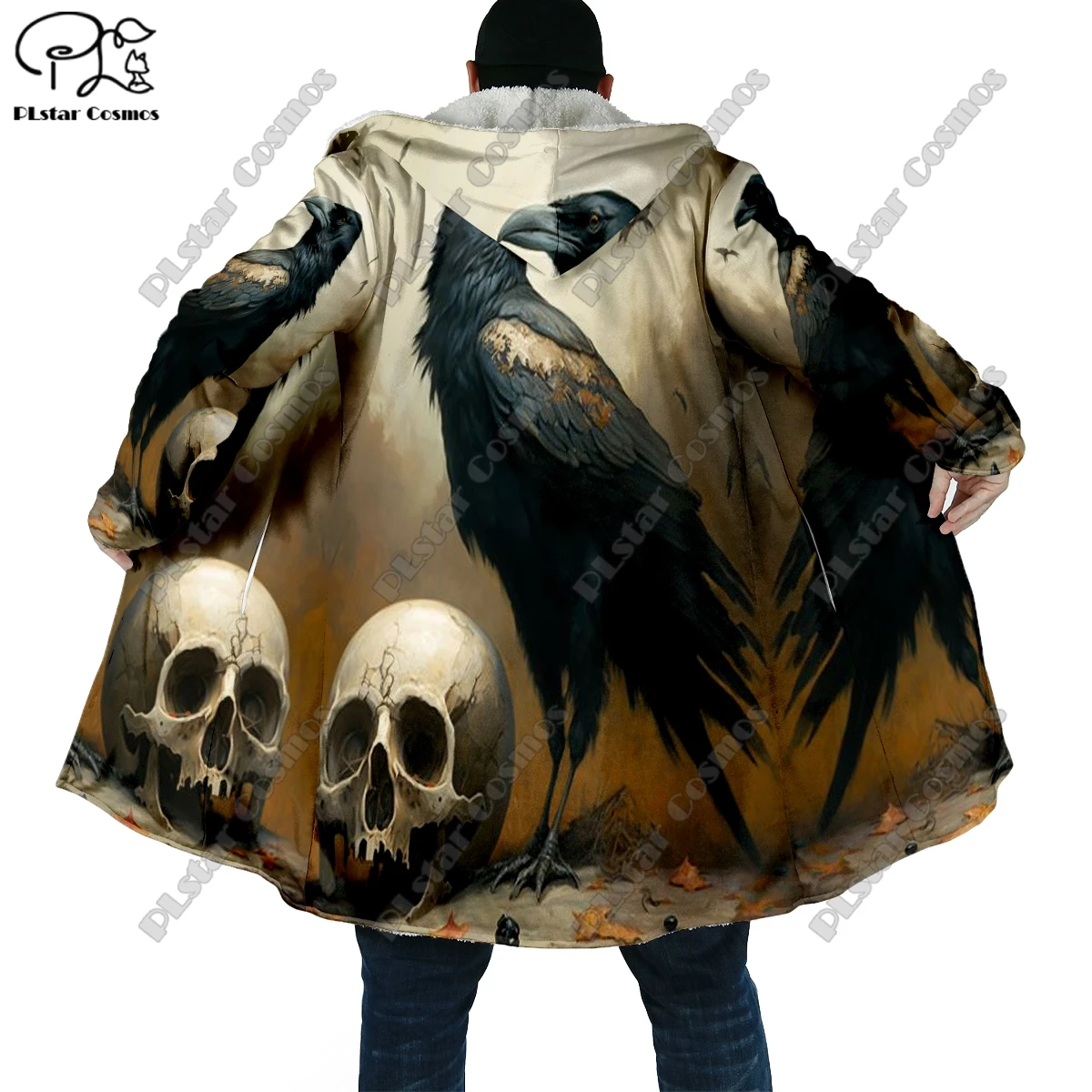 

3D Printing Halloween Horror Raven Skull Theme Pocket Cape Coat Latest Casual Unique Streetwear Unisex Winter New Arrivals