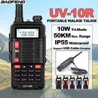 BAOFENG UV-10R Walkie Talkie 10W Tri-Mode High Power Dual Band Two Way Radios 50KM Long Range Communication Transceiver BF-UV10R 1