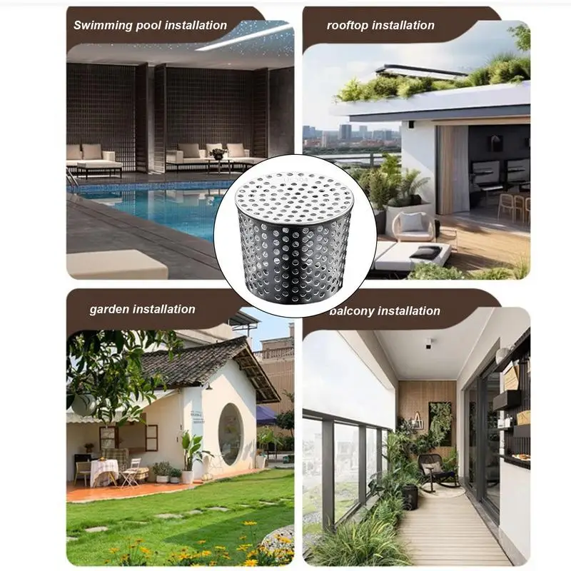 Gutter Downspout Guards Filter Strainer 304 Stainless Steel Filter Strainer Roof Anti-Blocking Drain Cover Gutter Guard