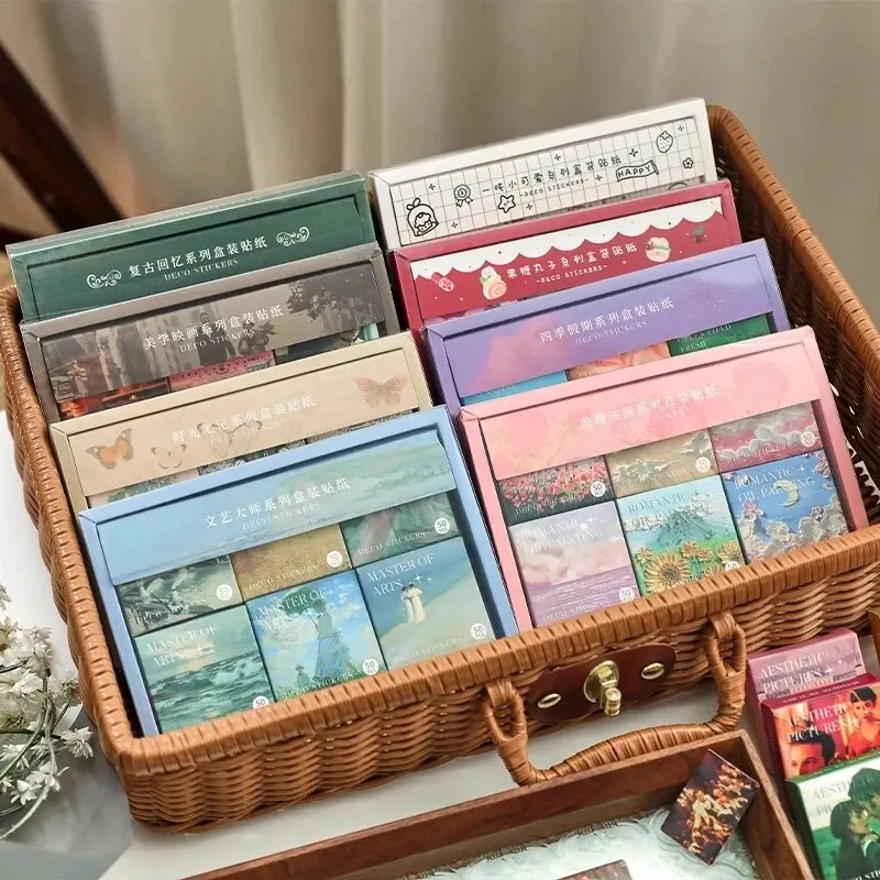 300pcs/boxed Cute Stickers Film Paper Junk Journal Art Collage DIY Photo Album DIY Craft Scrapbooking School Supplies