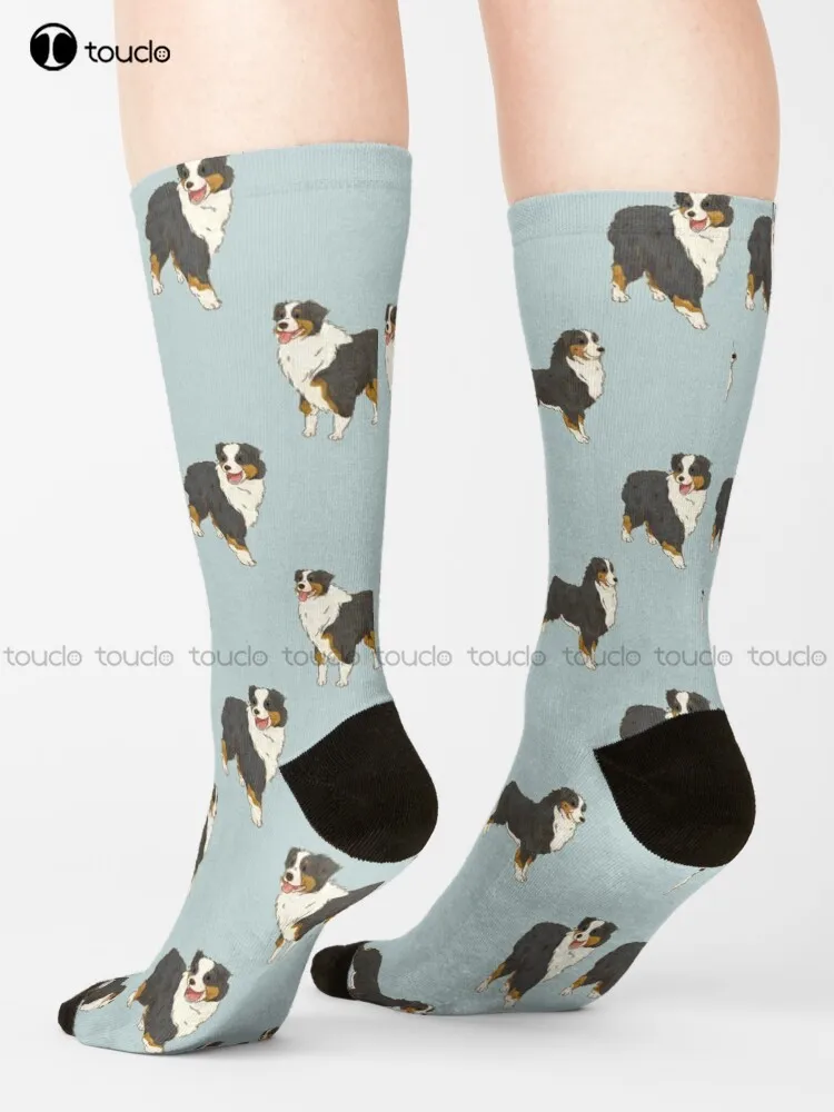 

Black Tri Australian Shepherd Aussie Dog Socks Funny Socks For Women Streetwear 360° Digital Print Retro Colorful Art 1Pair Gift