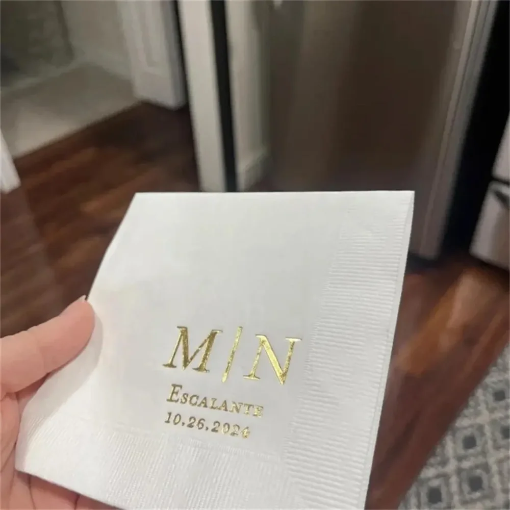 Set of 50 Napkins Wedding Personalized napkins Wedding napkins Beverage Napkins wedding Personalized Gift