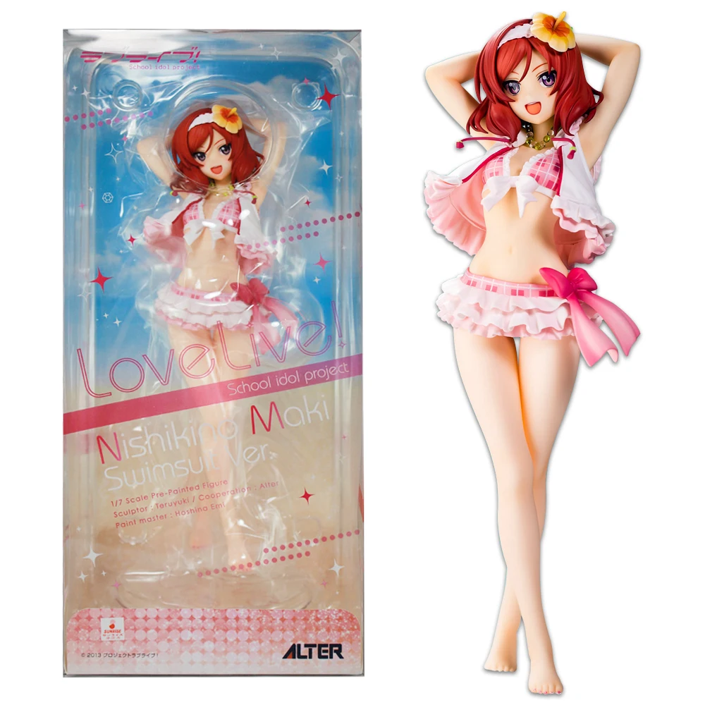 28CM Amine LoveLive! School Idol Project Maki Nishikino Figure Swimsuit Ver Model Toy Gift Standing Collection Action Figure