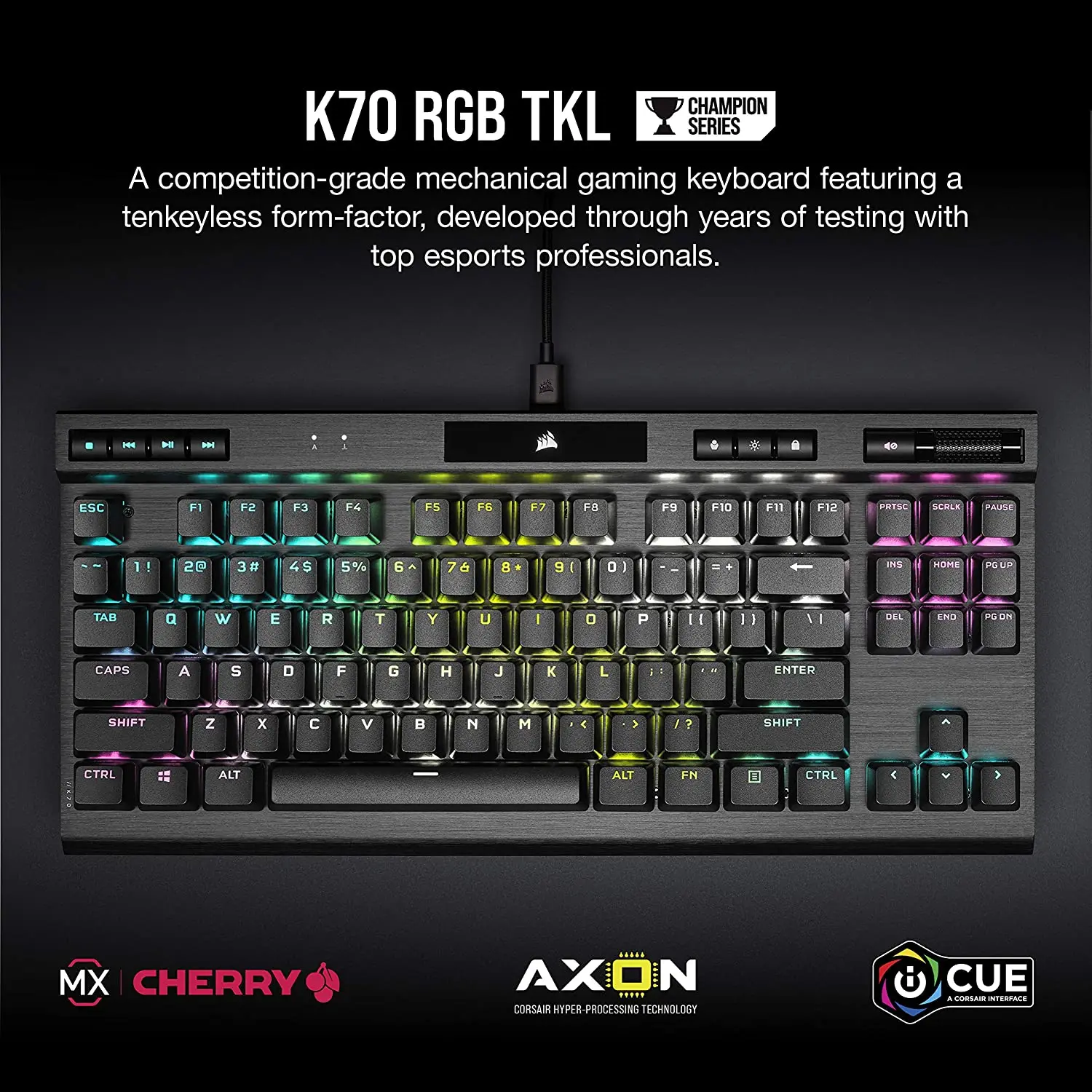 CORSAIR K70 RGB TKL – CHAMPION SERIES Tenkeyless Mechanical Gaming Keyboard  - CHERRY MX SPEED Keyswitches