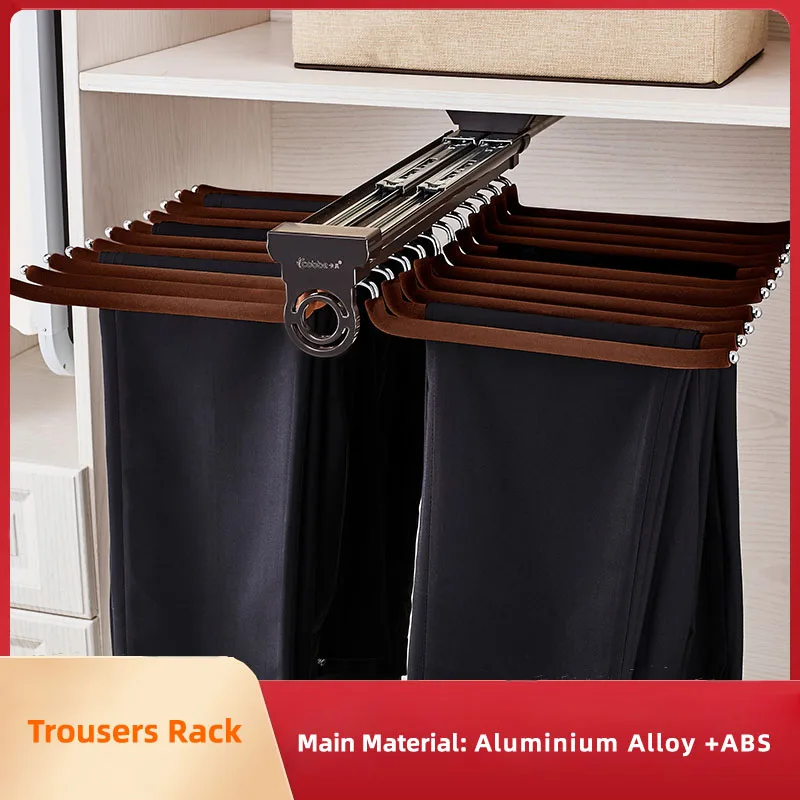 Telescopic-Pants-Holder-Trousers-Rack-Wardrobe-Clothes-Storage-Armoire ...