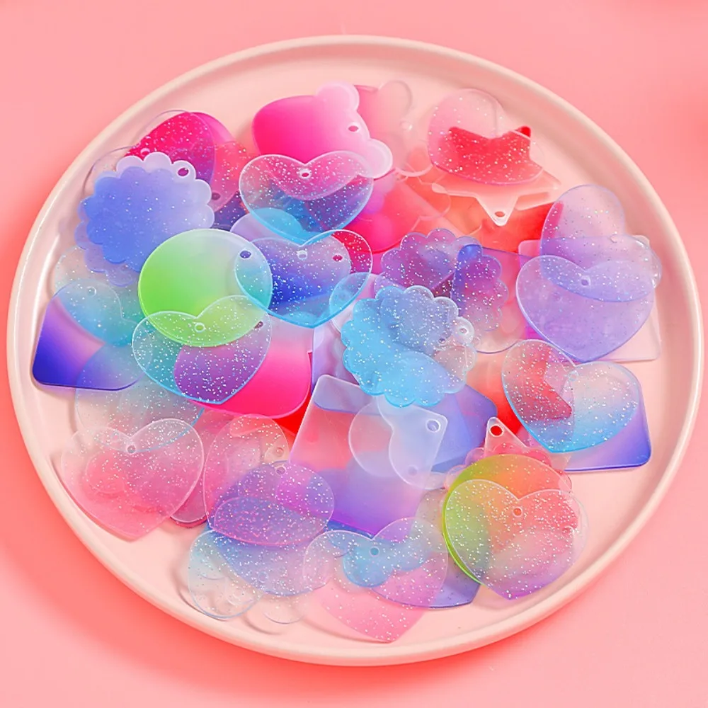 

20pcs Goo Plate DIY Keychain Making Kit Photocard Acrylic DIY Keyring Shiny Color Transparent Acrylic Plate DIY Guka Children