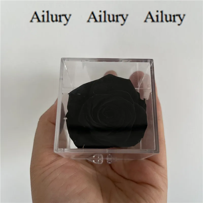Small Colorful Red Artifical Preserved Rose Transparent Square Acrylic Flower Box 5Cm Cute Wedding Gift Valentine's Day Present ornament crafts miniature figurines resin ornaments miniature ornament craft supplies resin crafts artificial flower toys