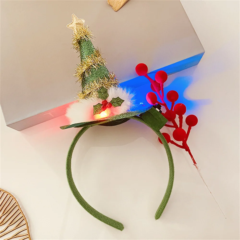 Christmas Party Dress Up Festive Headband Favors Christmas Party Headband Merry Hair Accessories LED Glowing Headdress