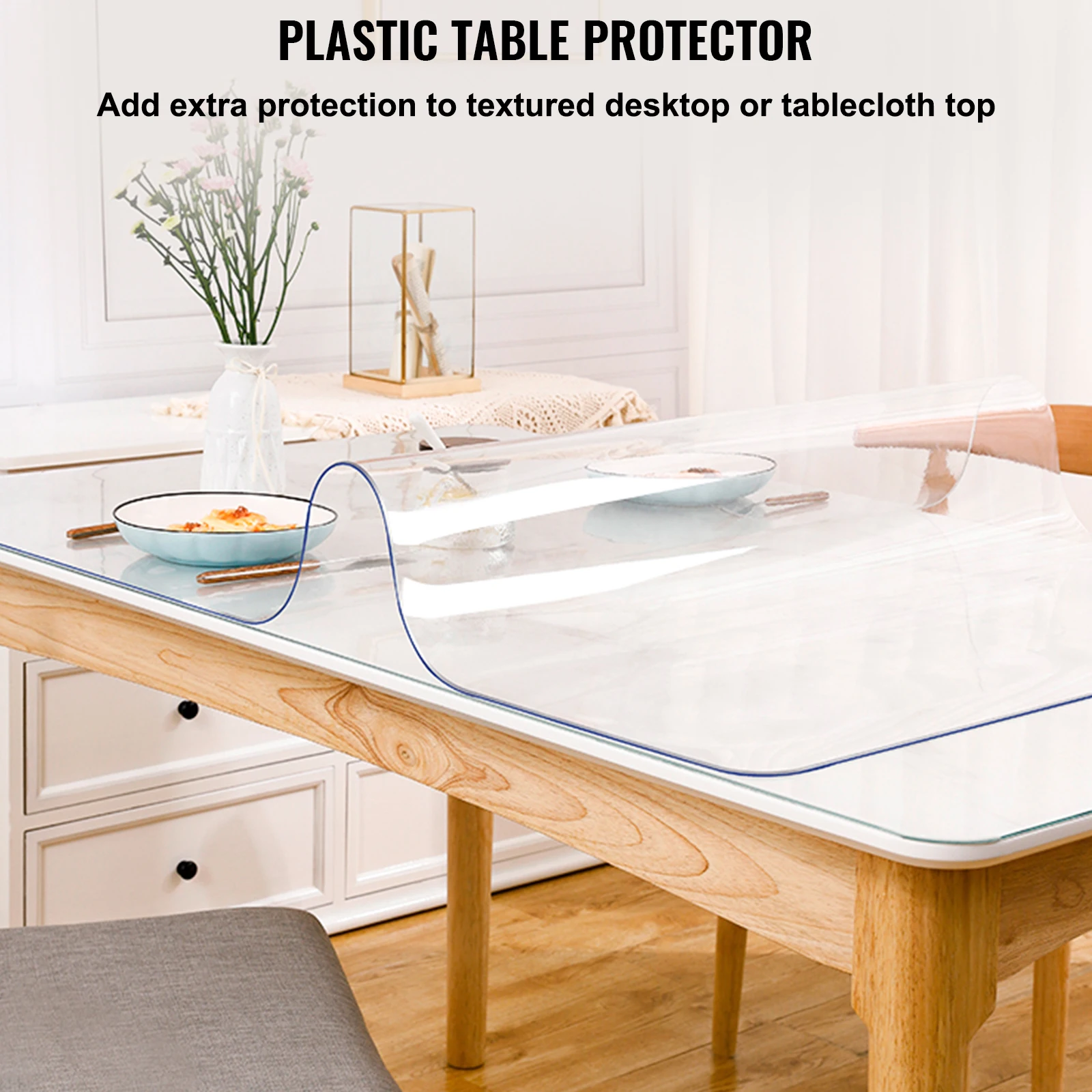 Waterproof PVC Table Cover Protector Clear Tablecloth
