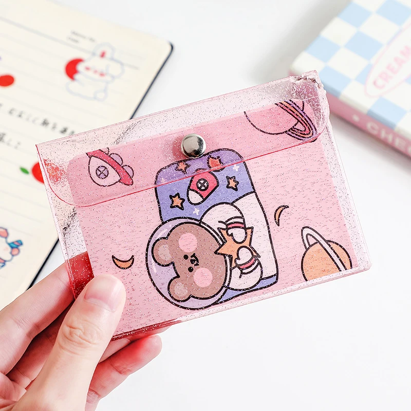 Fashion Transparent Waterproof Pvc Women Card Case Business Card Holder Men Credit Card Bag Id Card Mini Wallet Girls Coin Purse