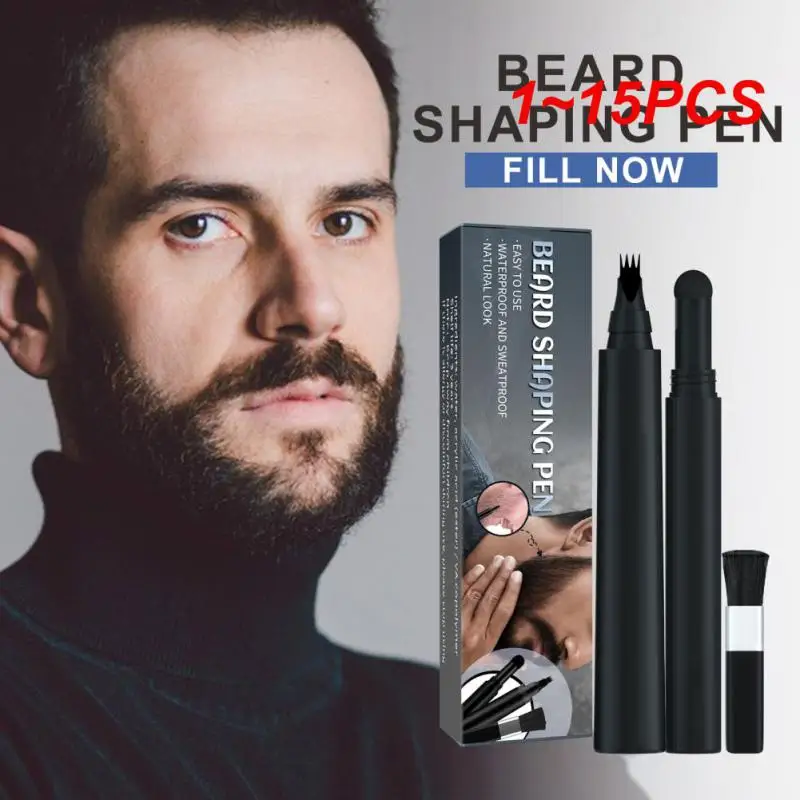 1~15PCS Professional Men's Beard Pen Beard Filling Pen Beard Dye Pen Four Prong Waterproof And Sweat Proof Enhance Facial Hair