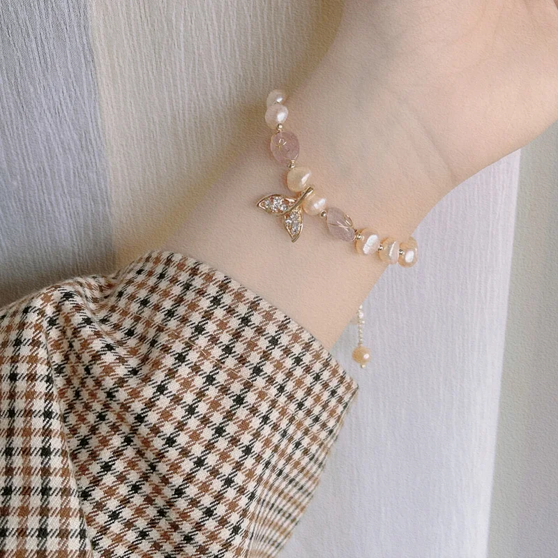 

Baroque Irregular Pearl Bracelet Women's Light Luxury Personality Fishtail Bracelet Beaded Korean Style Bracelet