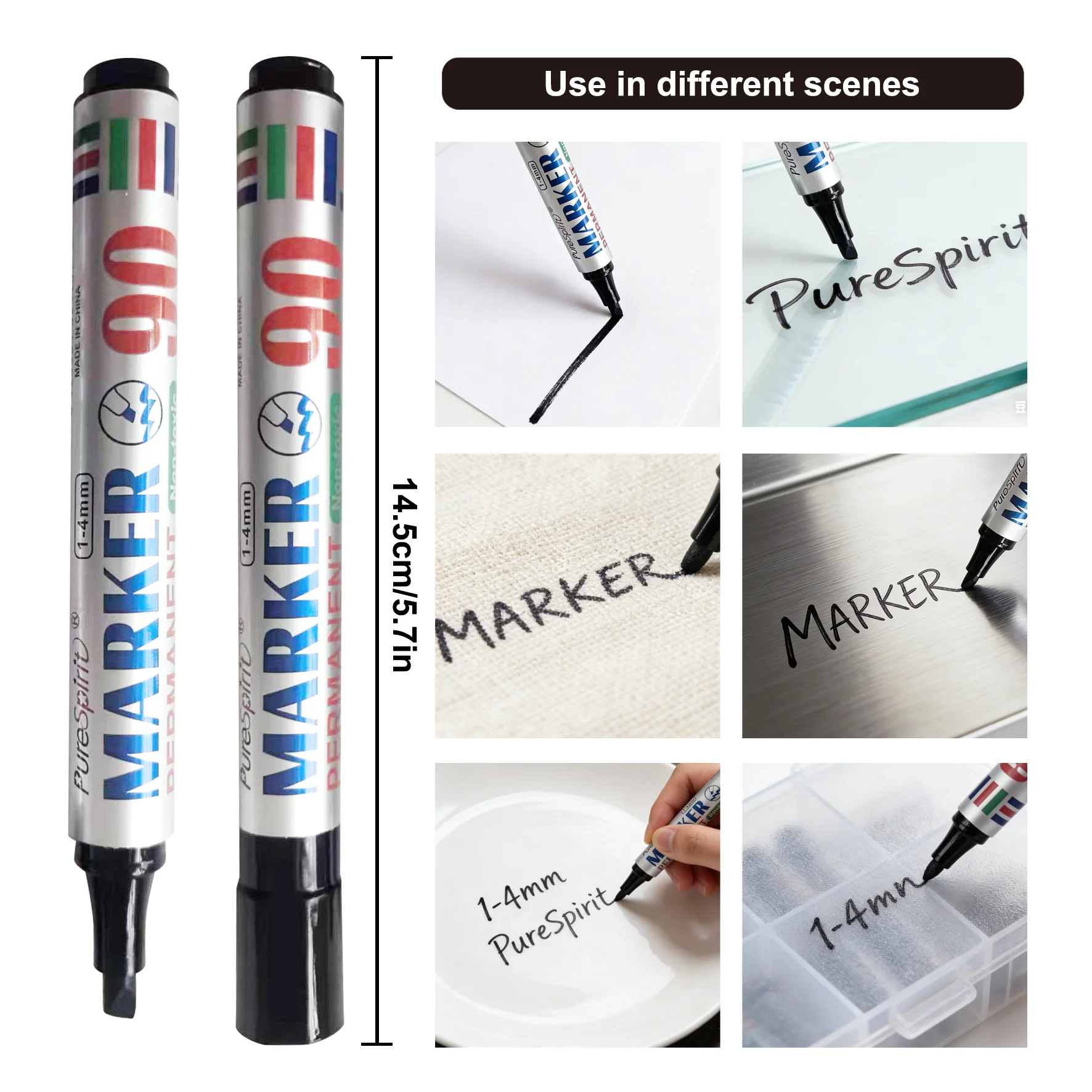 10개입 와이드 팁 영구 마커, 1-4mm 조절 가능한 선 굵기, 무독성 유성 잉크, 굵은 글씨 방수 마커 (사무용 및 DIY 공예용)