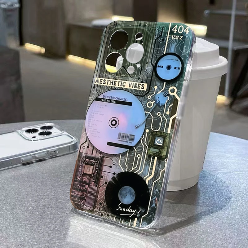 Retro Creative Audio Tape Pattern Clear Phone Case Cover