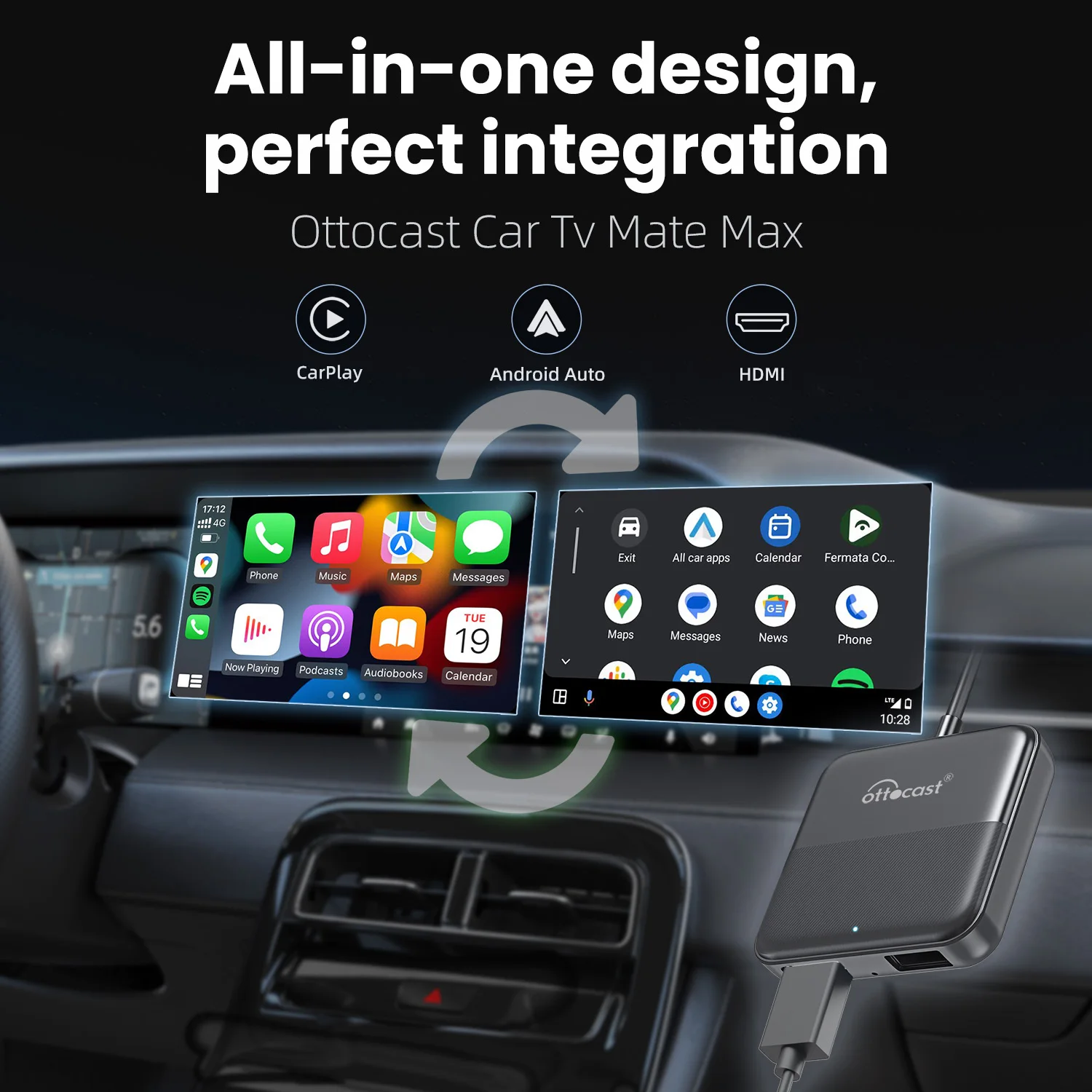 Ottocast Express Car Tv Mate Max Wirelss Carplay Android