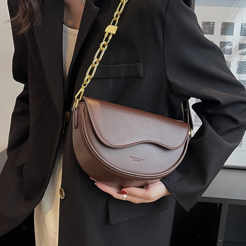 LEFTSIDE Fashion Small PU Leather Saddle Armpit Bags for Women 2023