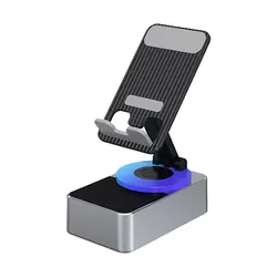 Wireless Bluetooth Speaker & Adjustable Phone Stand - Portable Desktop Holder (B)