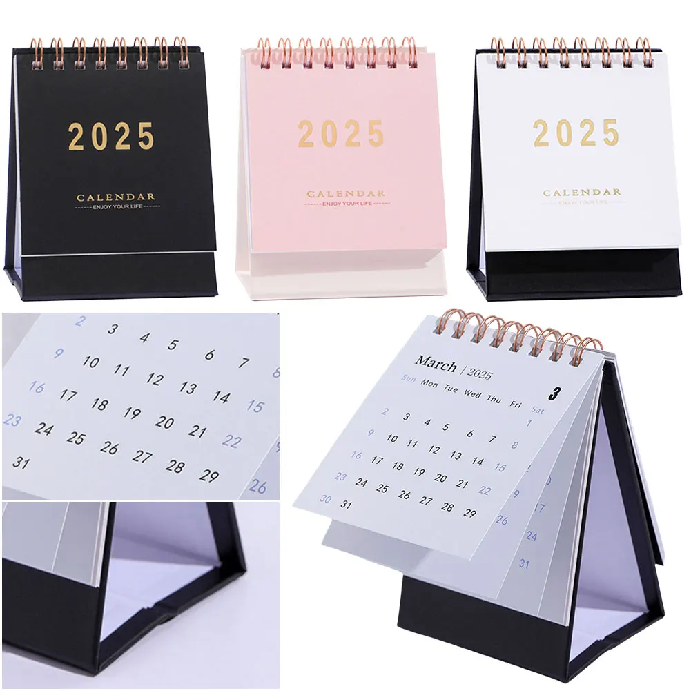 2025 데스크 캘린더 일정 플래너 다기능 계획 캘린더 절묘한 플립 테이블 캘린더 홈 오피스용 휴대용