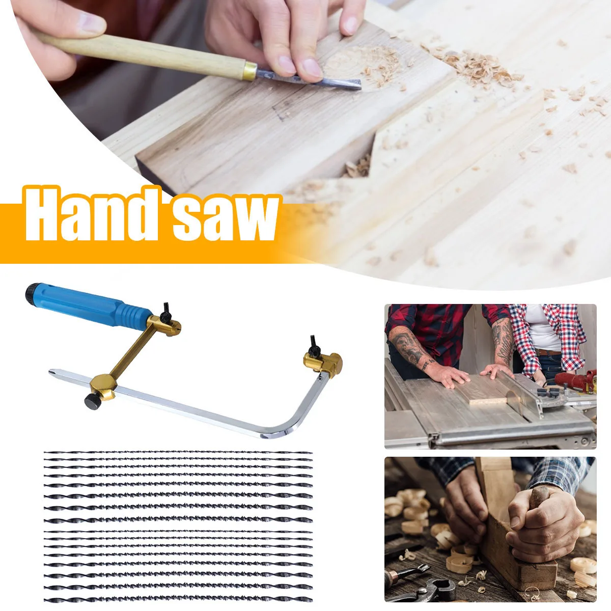 Coping Saw Heavy Duty Metal Hand Saw Fast Cutting Non-slip Hacksaw with 16 Replacement Steel Blade Woodworking Tool