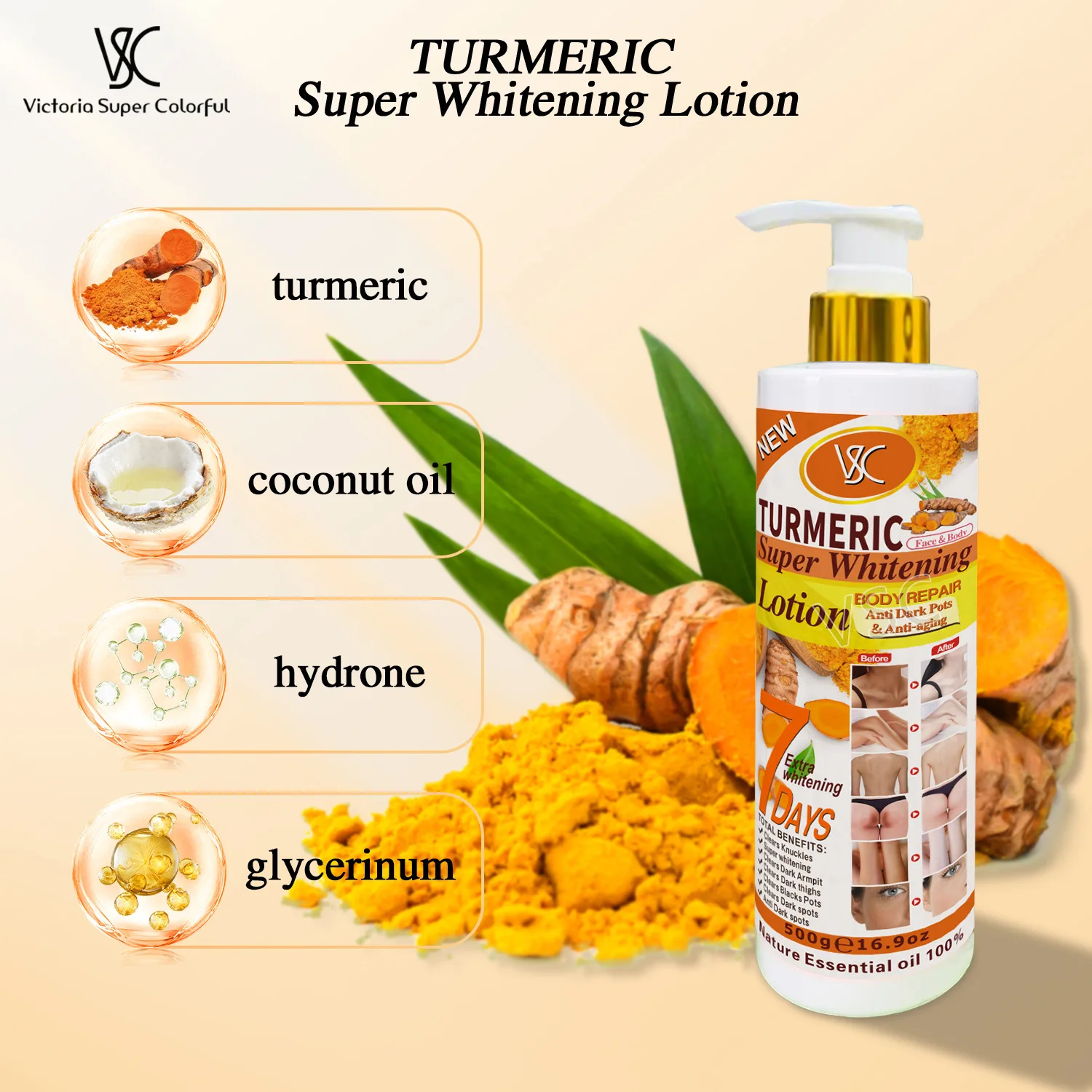 Turmeric Body LotionMoisturizing,Brightening,Smooth and Hydrated Skin, Enriched with Natural Turmeric Extract for All Skin Types