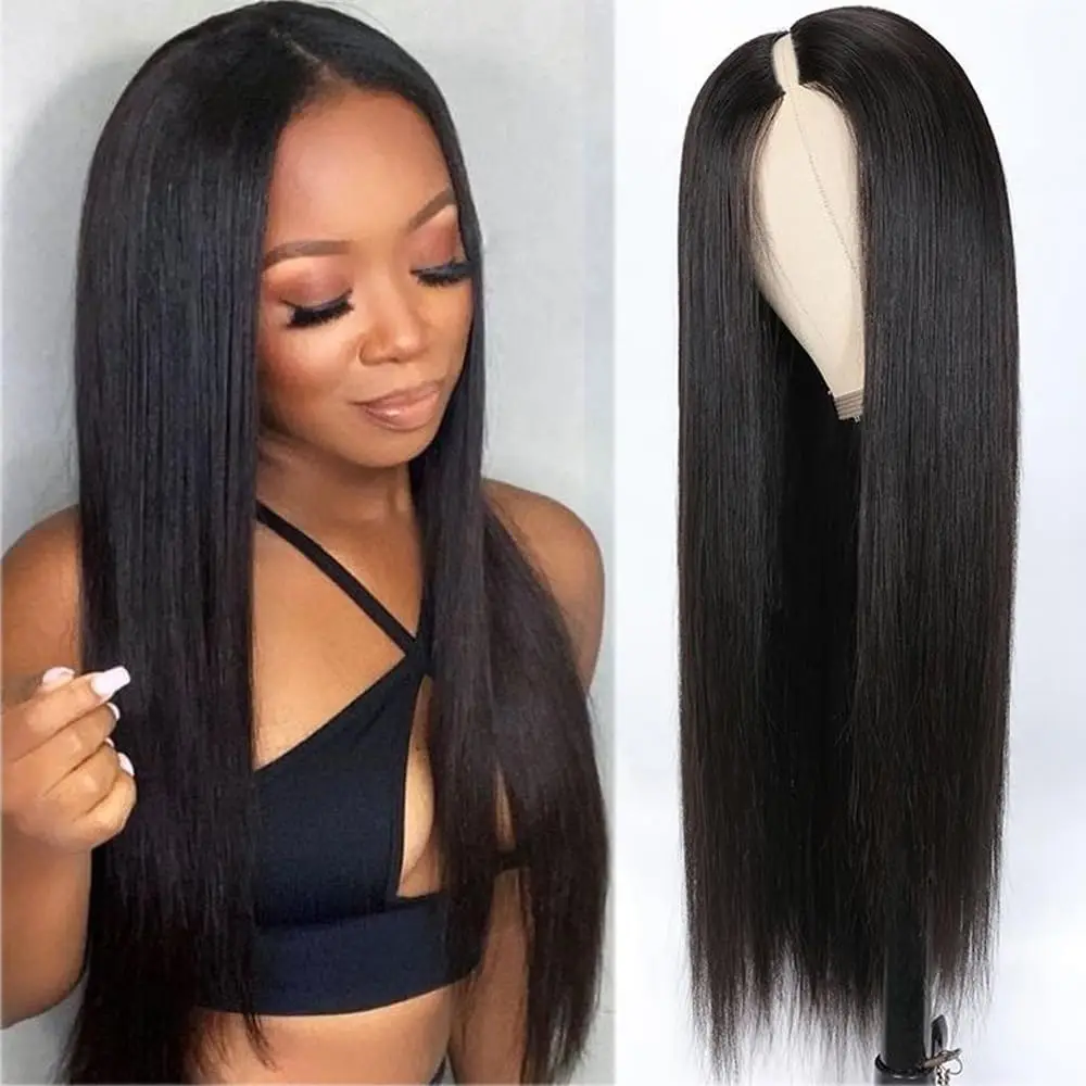 Tomiyaa hair Straight V Part Human Hair Wig Protective Style V Part Wigs Machine Made No Gel Quick Weave Shape Straight Wig human hair wigs