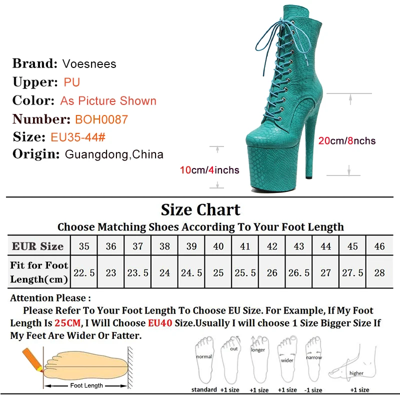20cm Gothic Fetish Snake Pattern Pole Dancer  Wome Boots Stripper Clubwear Sexy High Heel Ankle Boots Training Performance Shoes
