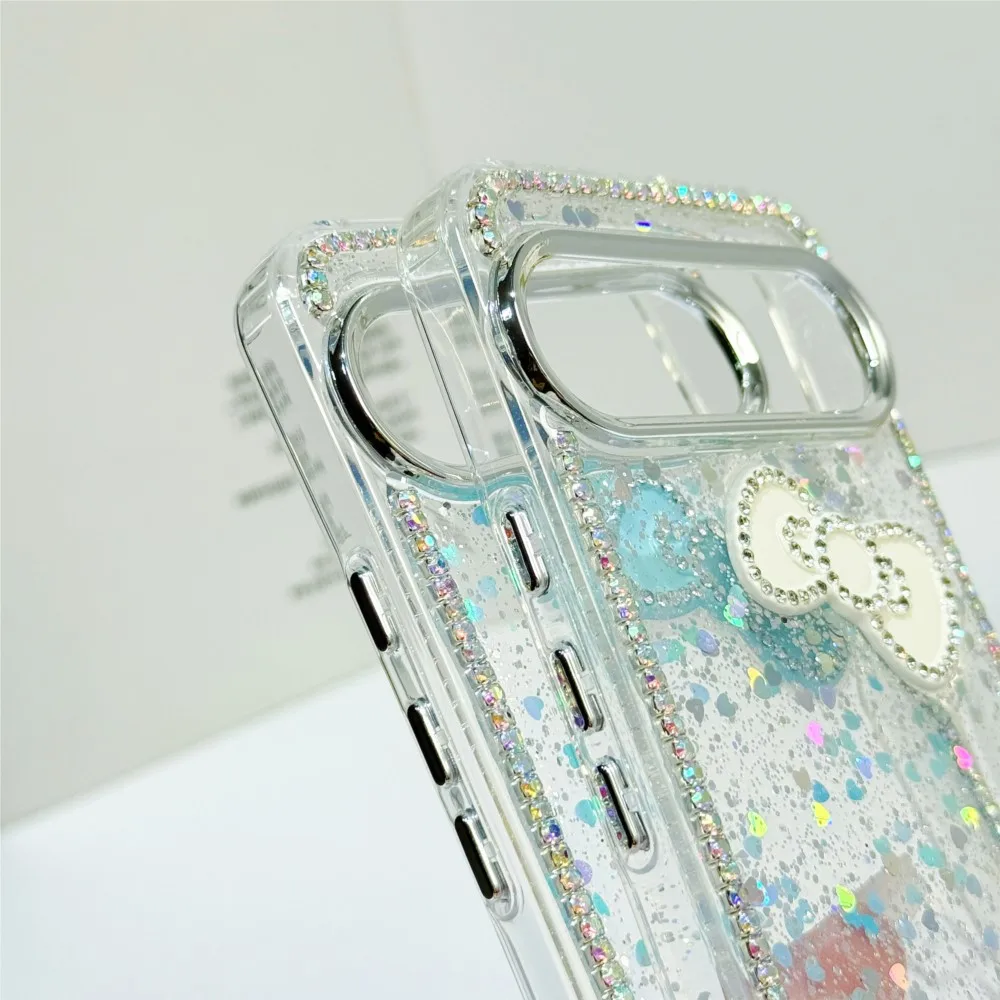 Luxury Glitter Rhinestone Bowknot Sequin Phone Case - Shockproof Bling Transparent Cover