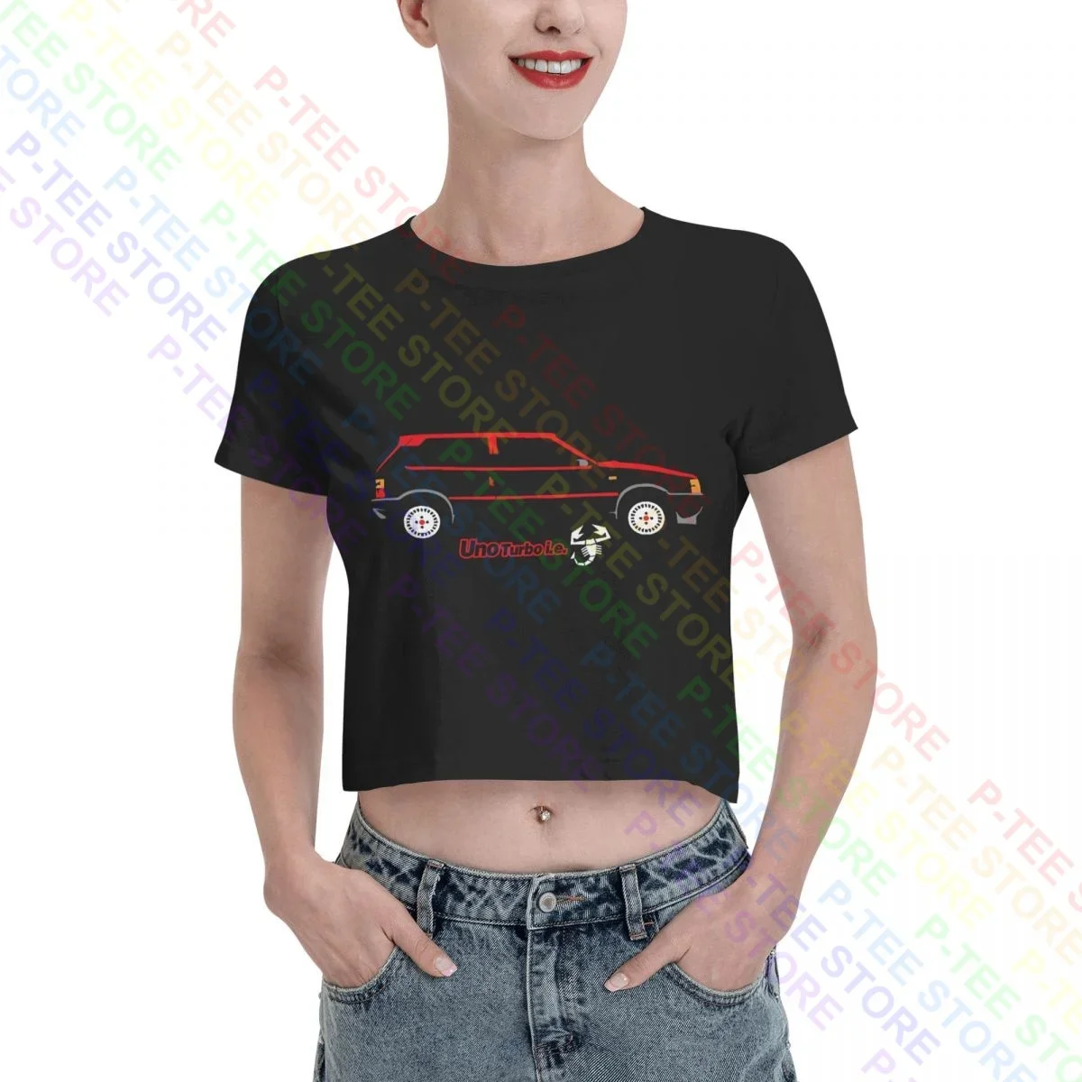 Fiat Uno Turbo Ie Donna Crop Top T-Shirt Tee Pop Trendy Hip Hop Camicia Femminile Di Alta Qualità