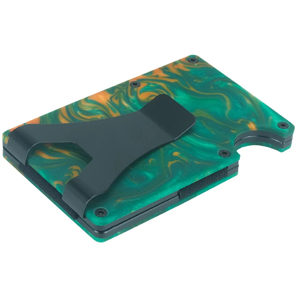 Credit Card Holder RFID Blocking Aluminum Business Thin Lettering Wallet Resin Style Moeny Clip For Man Luxury VIP