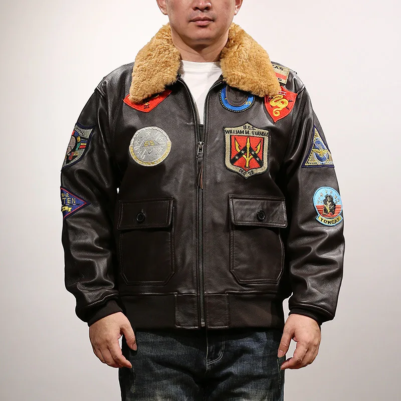 Men's G1 Air Force Pilot Cowhide Jacket Plus Size Genuine