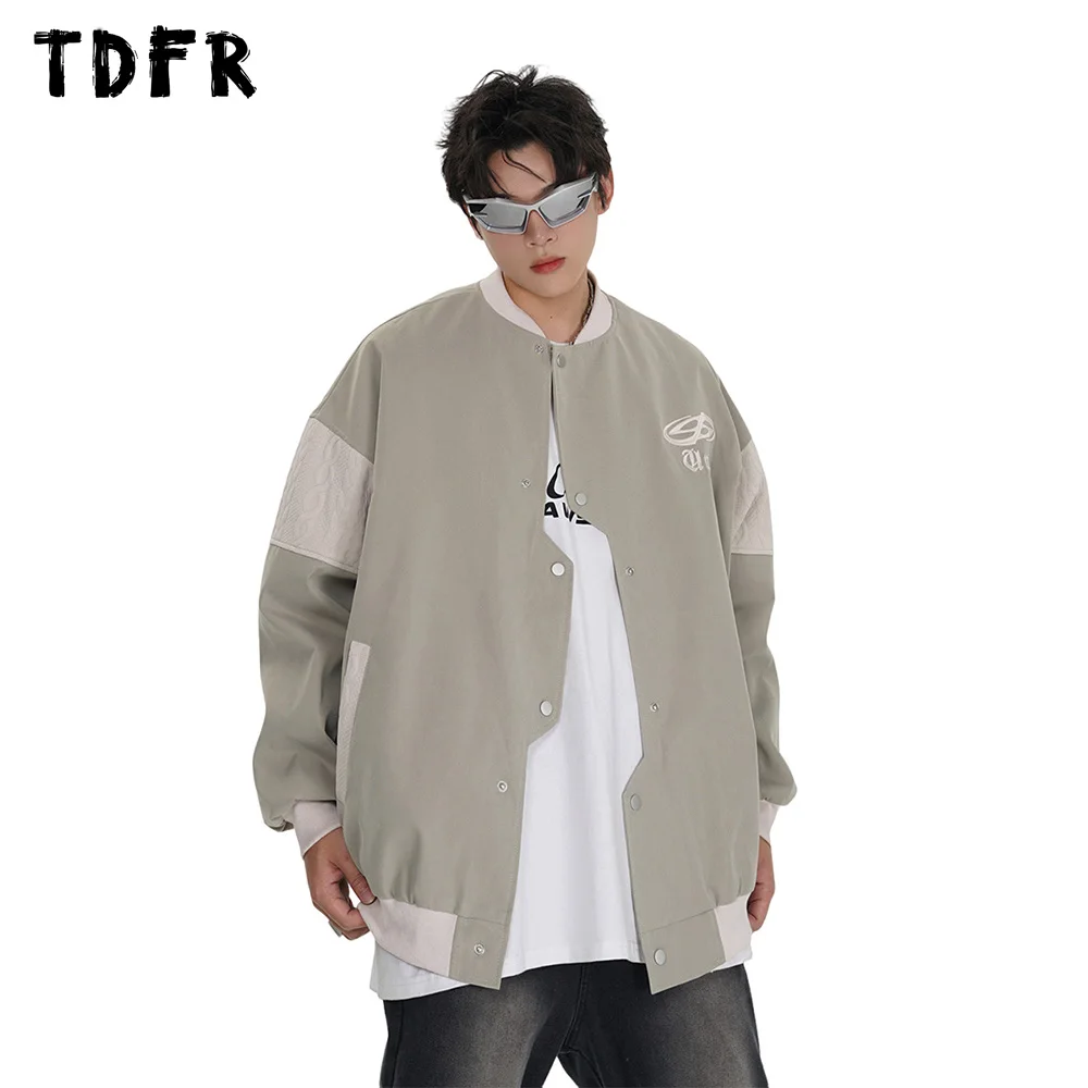 

Letter Embroidery Jacket Mens Patchwork Autumn Casual Stand Collar Long Sleeve Baseball Jacket Men