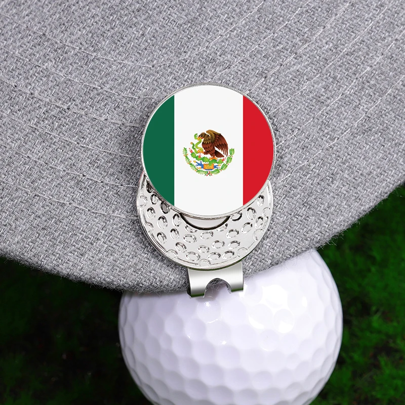 Golf ball mark Golf hat clip Golf Ball Magnetic Hat Clip Mexican Flag Color Metal Baseball Cap Clips Golf Supplies Ball Marker Clip Gifts for Husband Son