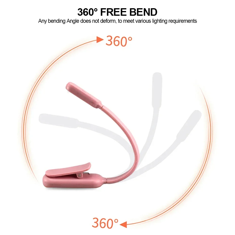 Rechargeable Reading Lamp - Portable Book Light with Flexible Neck & Adjustable Brightness