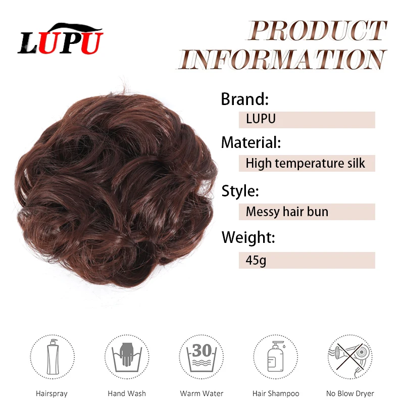 Synthetic Messy Bun Claw Clip Hair Hairpieces 6 Inch Curly Wavy Chignon Hair Extensions Messy Updo Hair Accessories For Women