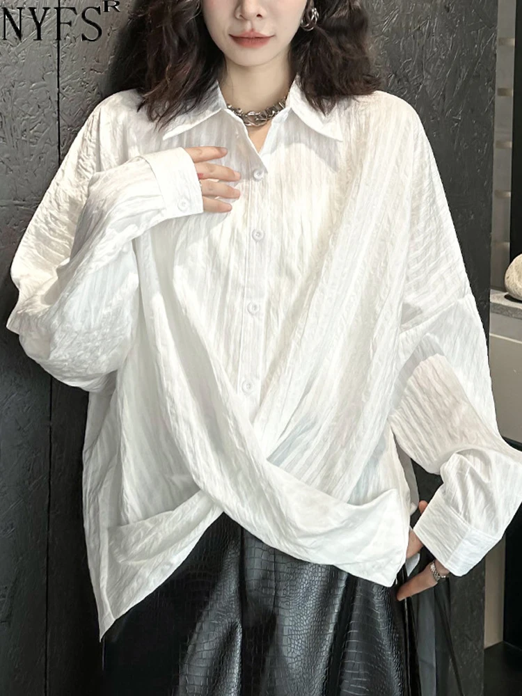 

Женская футболка с отложным воротником NYFS, черная камуфляжная футболка большого размера на осень 2023