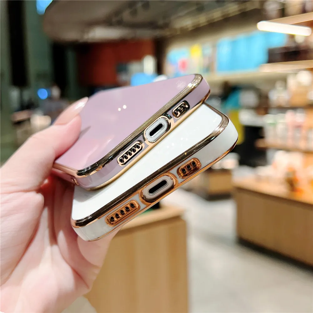 Luxury Plating Silicone Phone Case with Soft TPU Bumper - Full Cover