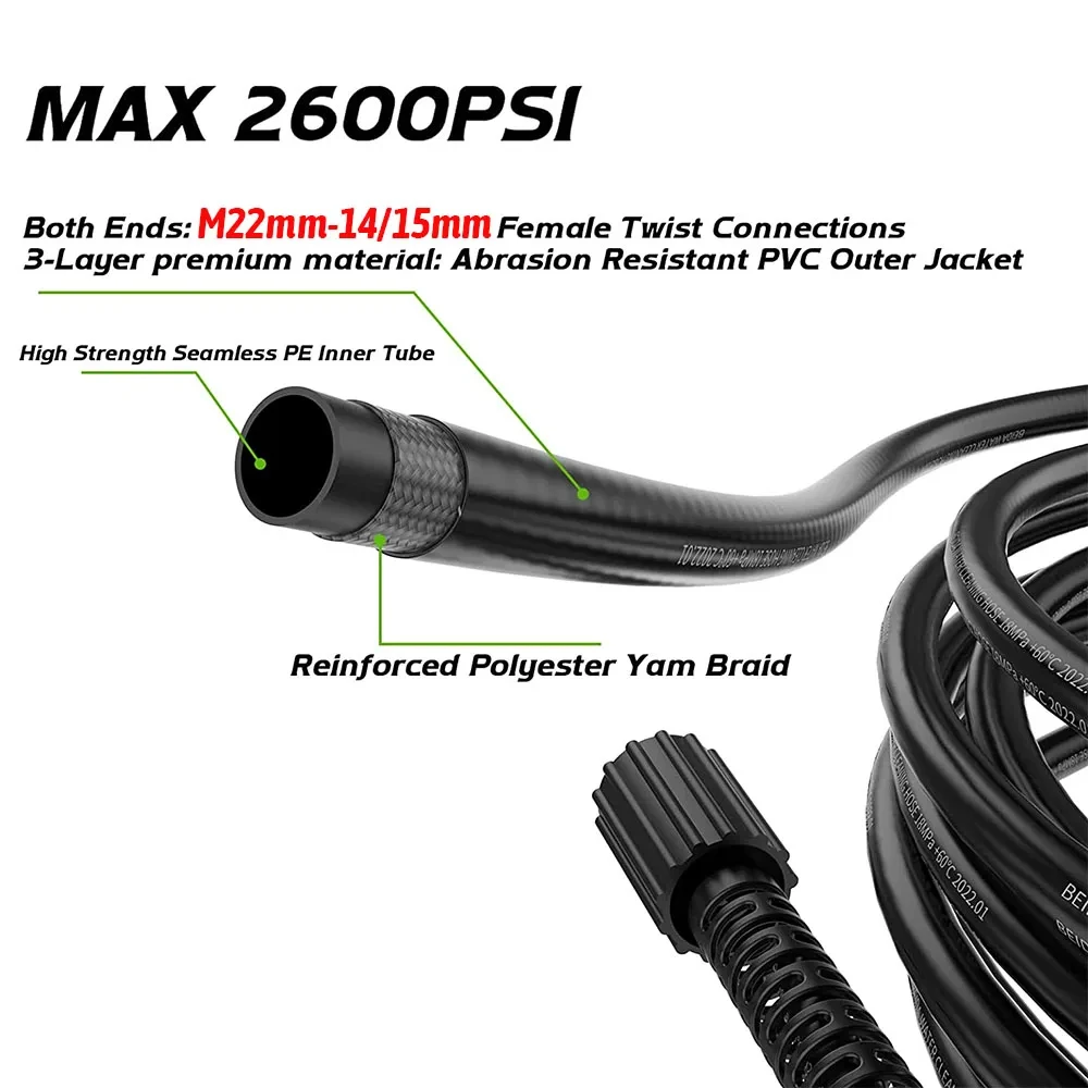 Pressure washer hose extension hose Pipe Cord Car Washer Water Cleaning Hose M22 female for Karcher Parkside Lavor Nilfisk 3