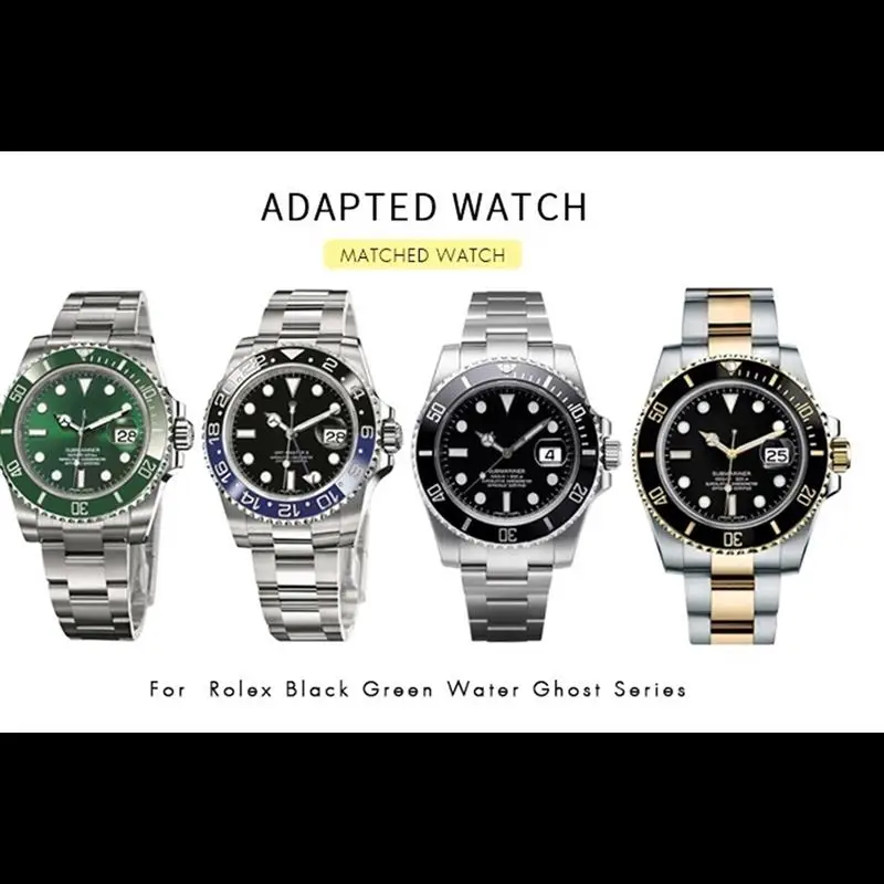SCHIK 20mm 316L Stainless Steel Curved End Watchband Fit for Rolex Submariner Fine-Tuning Pull Button Clasp Watch Strap
