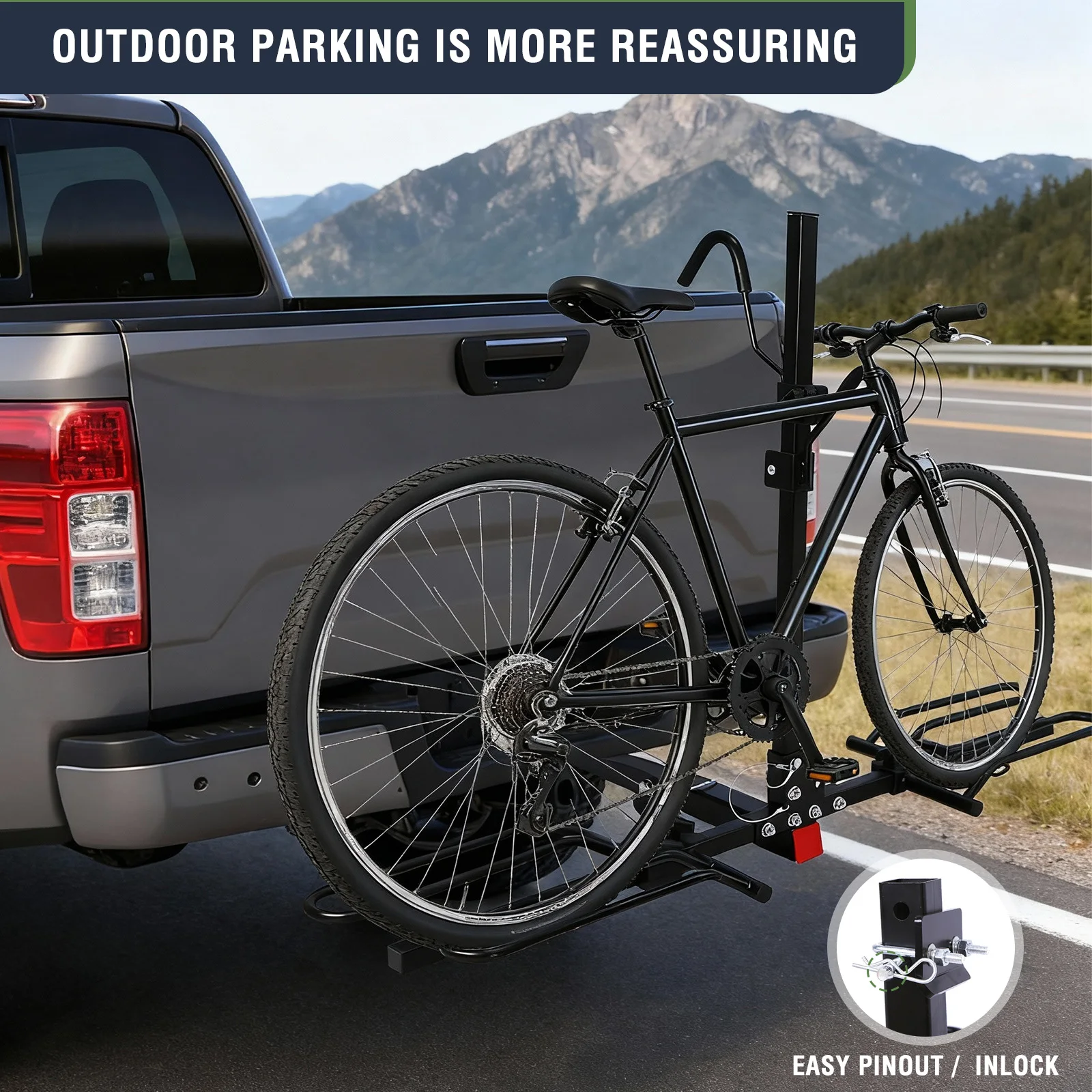 2 Bikes Bicycle Carrier Rack Adjustable Hitch Mount Bike Rack Rust Proof Car Rear Hanging Frame for Standard Fat Tire and E-Bike